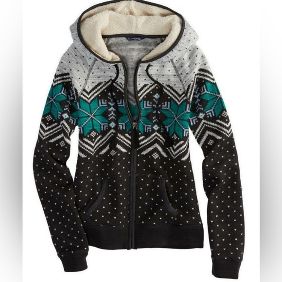 American Eagle sherpa lined hooded sweater/jacket - Picture 1 of 3